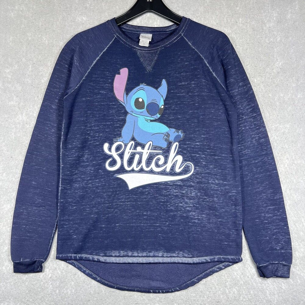 Walt Disney Store Stitch Sweater Women Medium Blue Long Sleeve Pullover Crewneck